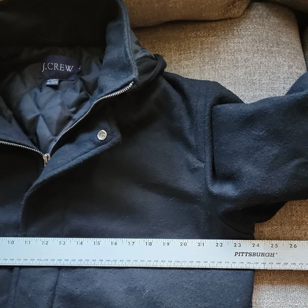 J.Crew Men’s Black Wool Trench Coat | Quilted Lined Hooded Jacket | Winter Essen